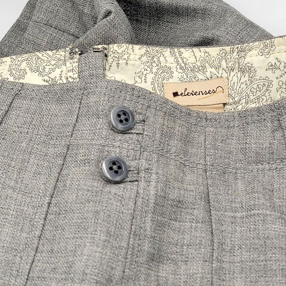 Elevenses Anthropologie Gray Heathered Pleated Wool Mini skirt Size 6 - Picture 10 of 11